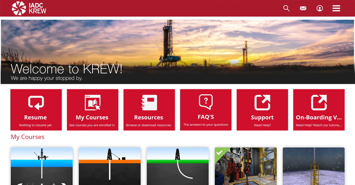 Screenshot of the KREW Continuous-Learning Platform for Well Control Concepts