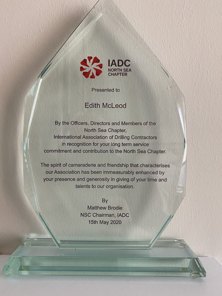 North Sea Chapter Recognizes Edith McLeod's Years of Service - IADC.org