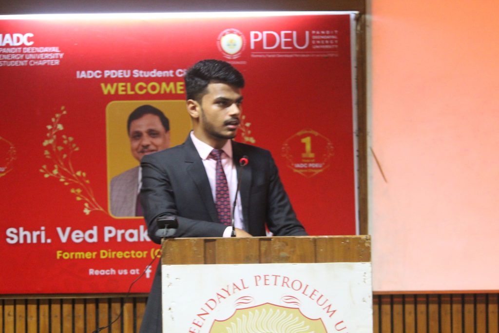 Virag Poshiya Speaking at Podium